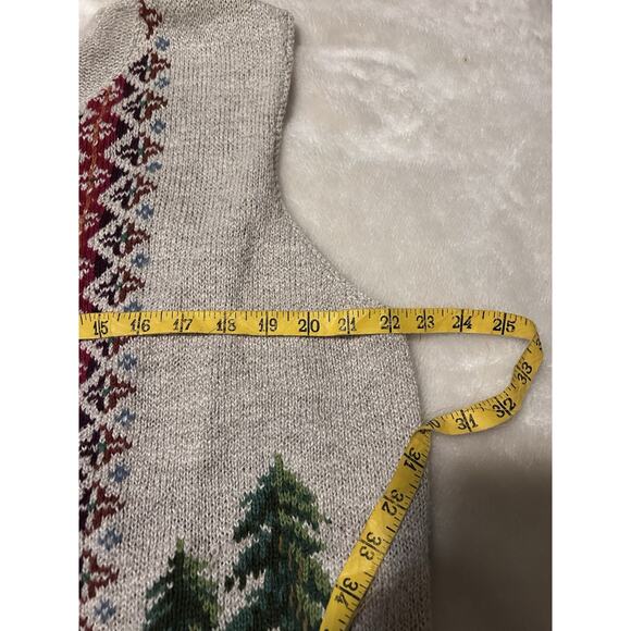 Vtg Northern Isles Hand-Embroidered Sweater Vest- XL Pine Tree Xmas Canoe - Picture 7 of 8
